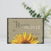 Sunflower en Burlap reactie RSVP Kaartje (Staand voorkant)