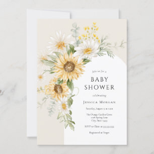 Sunflower en Daisy Baby shower Invitation Kaart