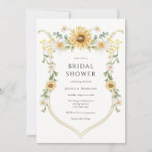 Sunflower en Daisy Bridal Shower Invitation Kaart (Voorkant)