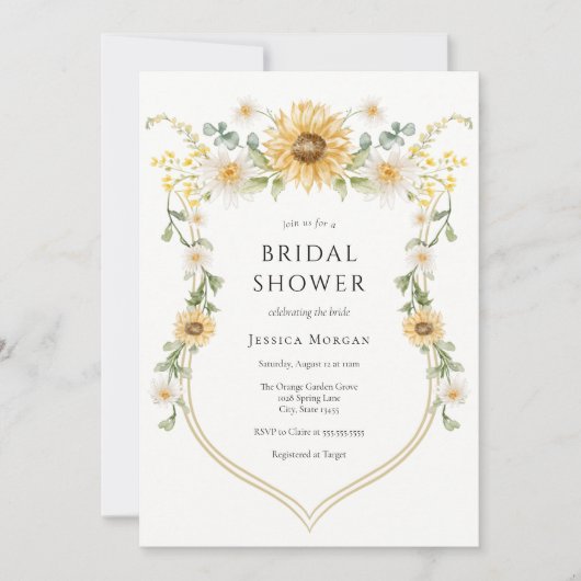 Sunflower en Daisy Bridal Shower Invitation Kaart (Voorkant)