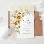 Sunflower en Daisy Bridal Shower Invitation Kaart<br><div class="desc">Bridal Shower-uitnodiging met een gebogen lijst van waterverf zonnebloemen en madijsoorten. Pas uw gegevens aan zodat de bruid beschikbaar is. Klik op "klik om verder aan te passen" om de lettertypestijl,  -grootte of -kleur te wijzigen.</div>