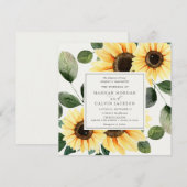Sunflower en Greenery Wedding Invitation Kaart (Voorkant / Achterkant)