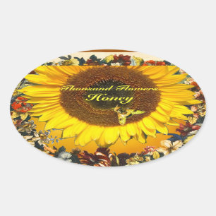SUNFLOWER EN HONIJE BEDRIJFSTAKKEN OVALE STICKER