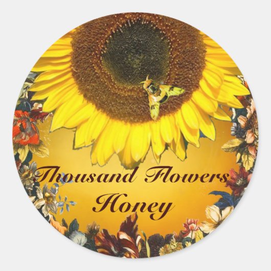 SUNFLOWER EN HONIJE BEDRIJFSTAKKEN RONDE STICKER (Voorkant)