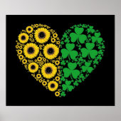 Sunflower en Irish Shamrock Heart Poster (Voorkant)