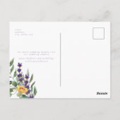 Sunflower en Lavender Wedding Save the Date Briefkaart (Achterkant)
