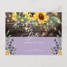 Sunflower en Lavender Wedding Save the Date Briefkaart