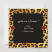 SUNFLOWER EN LEOPARD FUR BOW SUMMER GARDEN PARTIJ KAART (Achterkant)