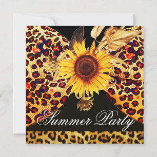 SUNFLOWER EN LEOPARD FUR BOW SUMMER GARDEN PARTIJ KAART