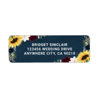 Sunflower en Navy Blue Magnolia Burgundy Wedding