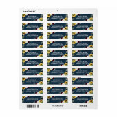 Sunflower en Navy Blue Magnolia Burgundy Wedding Etiket (Full Sheet)