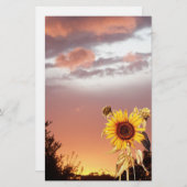 SUNFLOWER EN PINK SUMMER SUNSET BRIEFPAPIER (Voorkant / Achterkant)