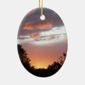 SUNFLOWER EN PINK SUMMER SUNSET KERAMISCH ORNAMENT (Achterkant)