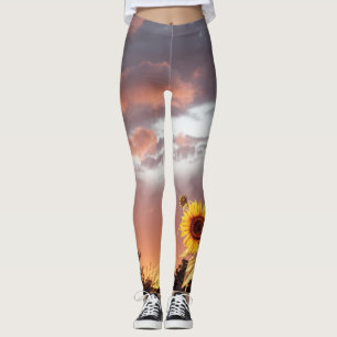 SUNFLOWER EN PINK SUMMER SUNSET LEGGINGS