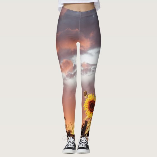 SUNFLOWER EN PINK SUMMER SUNSET LEGGINGS (Voorkant)