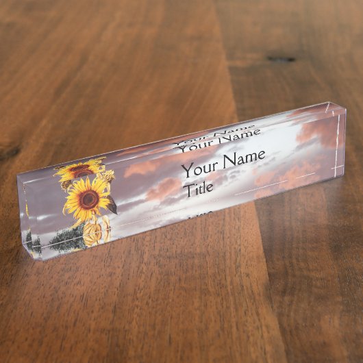 SUNFLOWER EN PINK SUMMER SUNSET NAAMBORDJE (Zijkant)