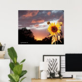 SUNFLOWER EN PINK SUMMER SUNSET POSTER (Thuiskantoor)