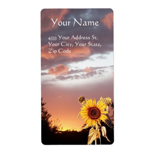 SUNFLOWER EN SUMMER SUNSET ETIKET (Voorkant)