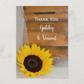 Sunflower en Veil country Weddenschap Bedankkaart (Voorkant)