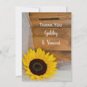 Sunflower en Veil country Weddenschap Bedankkaart (Voorkant)