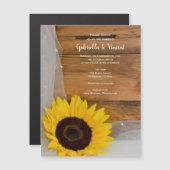 Sunflower en Veil country Wedding Magnetische Uitnodiging (Voorkant / Achterkant)