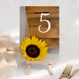 Sunflower en Veil country Wedding Table Numbers Kaart