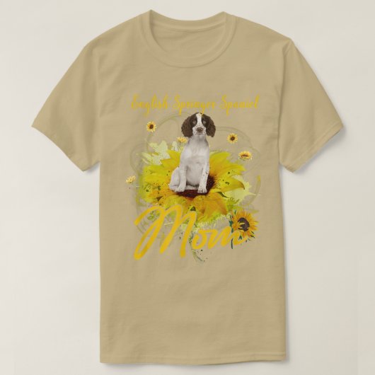 Sunflower English Springer Spaniel mam Hondenliefh T-shirt (Design voorkant)