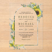 Sunflower Eucalyptus Arch Wedding Acryl Uitnodigingen (Voorkant)