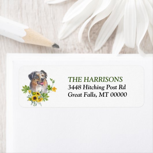 Sunflower Eucalyptus Australian Shepherd Dog Label (Insitu)