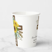 Sunflower & Eucalyptus Boho Cross Baptism Papieren Bekers (Links)