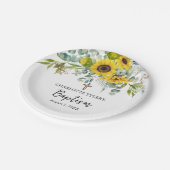 Sunflower & Eucalyptus Boho Cross Baptism Papieren Bordje (Gekanteld)