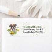 Sunflower Eucalyptus Boxer Dog Return Address Etiket (Insitu)