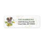 Sunflower Eucalyptus Boxer Dog Return Address Etiket (Voorkant)