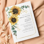 Sunflower Eucalyptus Bridal Showuitnodiging<br><div class="desc">Creëer een moderne Sunflower Floral Bridal Shower-uitnodigkaart met deze schattige sjabloon met prachtige rustige florale bouquet met moderne eenvoudige typografie. TIP: Overeenkomende trouwsuite-kaarten zoals RSVP,  trouwprogramma's,  banners,  tapestry,  cadeaubonnen,  labels,  borden en andere bruiloft-keepsakes en -godies zijn beschikbaar in het collectie hieronder met dit ontwerp.</div>