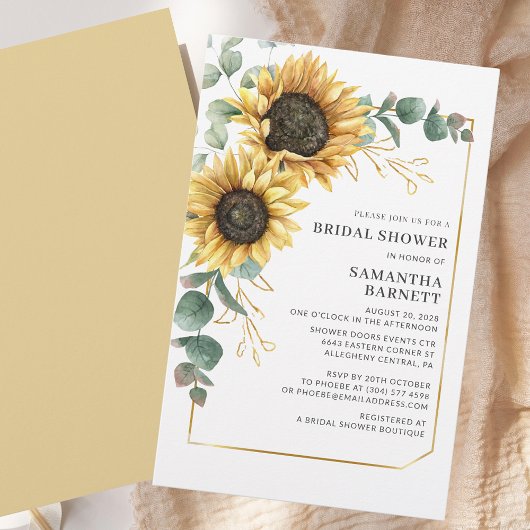 Sunflower Eucalyptus Bridal Showuitnodiging Briefpapier