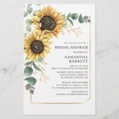 Sunflower Eucalyptus Bridal Showuitnodiging Briefpapier (Voorkant)