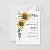 Sunflower Eucalyptus Bridal Showuitnodiging Notitiekaartje (Voorkant)