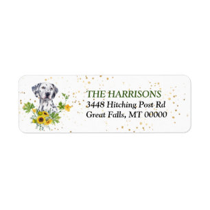 Sunflower Eucalyptus Dalmatian Return Address Etiket