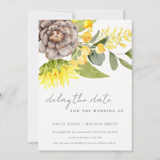SUNFLOWER EUCALYPTUS FLORA WEDDING VERTRAGT DE DAT KAART (Voorkant)