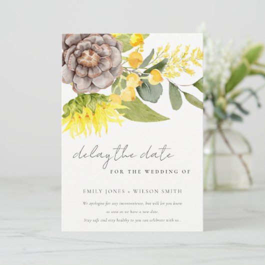 SUNFLOWER EUCALYPTUS FLORA WEDDING VERTRAGT DE DAT KAART (Staand voorkant)