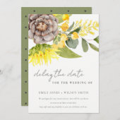 SUNFLOWER EUCALYPTUS FLORA WEDDING VERTRAGT DE DAT KAART (Voorkant / Achterkant)