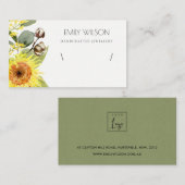 SUNFLOWER EUCALYPTUS FLORAL BRACELET DISPLAY LOGO VISITEKAARTJE (Voorkant / Achterkant)