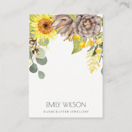 SUNFLOWER EUCALYPTUS FLORAL BRACELET DISPLAY LOGO VISITEKAARTJE