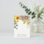 SUNFLOWER EUCALYPTUS FLORAL BRACELET DISPLAY LOGO VISITEKAARTJE (Staand voorkant)
