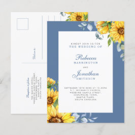 Sunflower & Eucalyptus Floral Weddenschap Briefkaart
