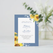 Sunflower & Eucalyptus Floral Weddenschap Briefkaart (Staand voorkant)