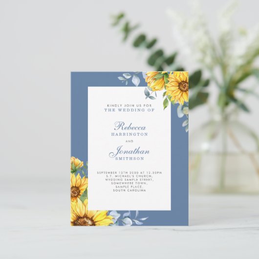 Sunflower & Eucalyptus Floral Weddenschap Briefkaart (Staand voorkant)