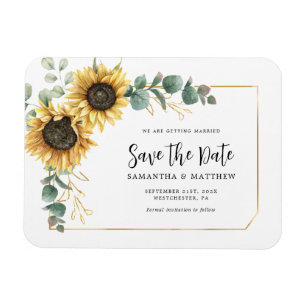 Sunflower Eucalyptus Floral Wedding Save the Date Magneet