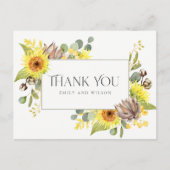 SUNFLOWER EUCALYPTUS FLORAL WEDING DANK U AANKONDIGINGSKAART (Voorkant)