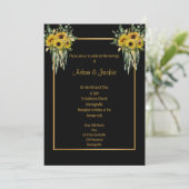 SUNFLOWER EUCALYPTUS GOLD TRIM ELEGANT WEDING 2 KAART (Staand voorkant)
